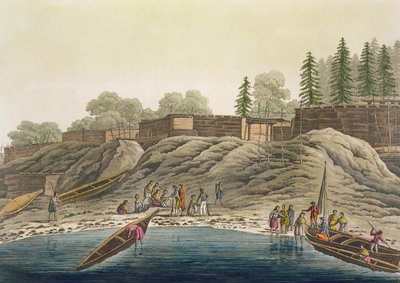 Nutka Indians exchanging gifts with European explorers or whalers, from 